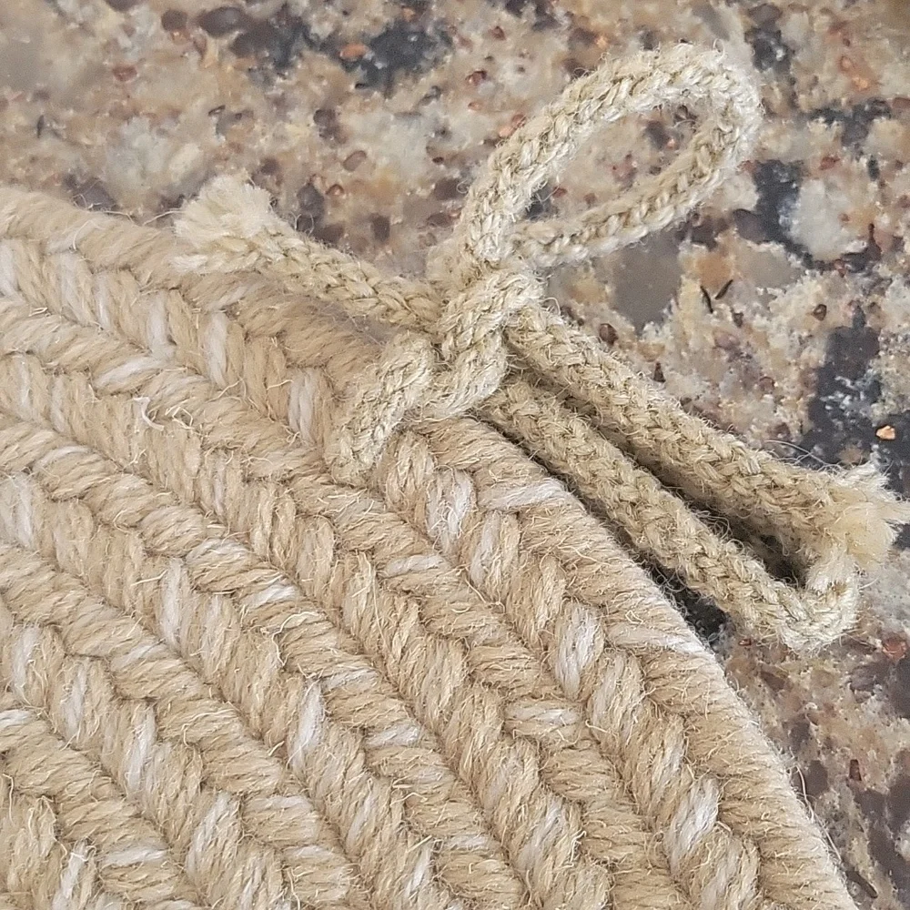 Handmade Braided Chair Cushion - Cream Like New 15